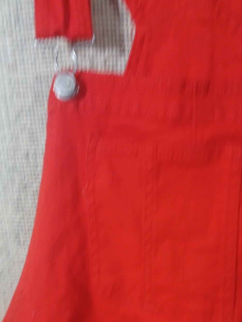 No Boundaries Red Denim Short Overalls - Picture 5 of 11
